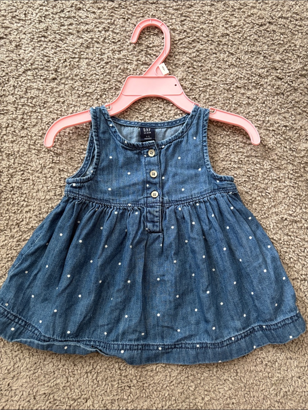 GAP Denim Polka Dot Sleeveless Dress Top - Blue